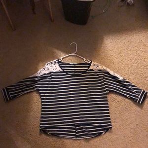 Blue and white blouse